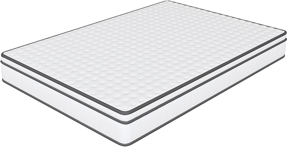 Matras 90 x 200 cm met pocketvering, H2 medium hardheid, massieve vering, wit (hoogte 25 cm)