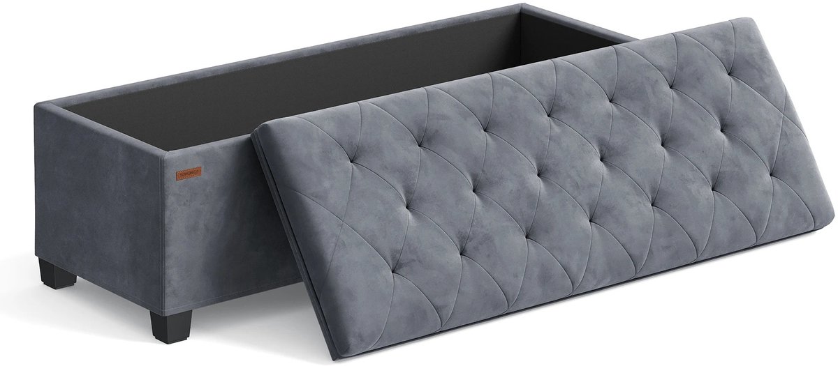 Archi zitbank - Zetel - Halbank - Hocker - Opvouwbare poef - Voetenbank - Met opbergruimte - 38 x 110 x 38 cm - 300 kg - Grijs