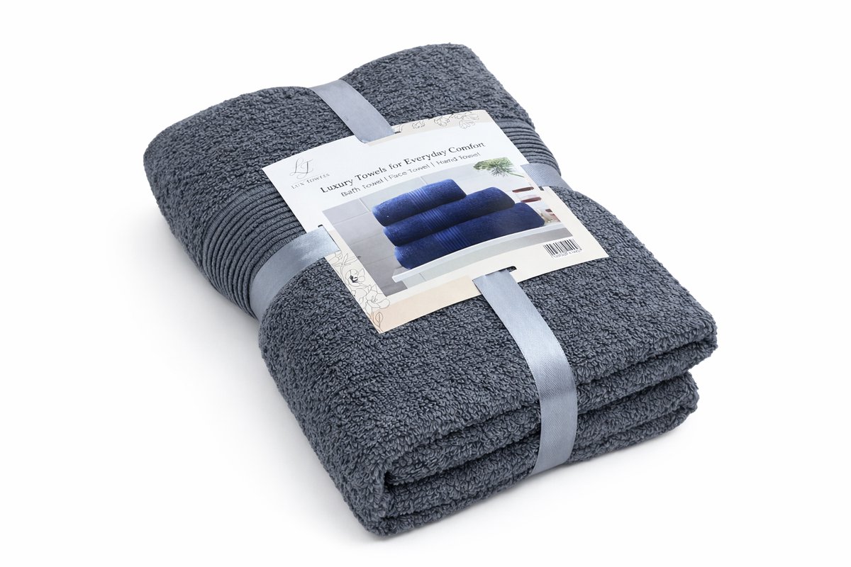 LuxTowels Handdoek Set 3-Delig licht grijs 600gr – Gezichtshanddoek 40x60 cm, Handdoek 50x90 cm & Badhanddoek 70x140 cm – Zacht & Absorberend Katoen – Luxe Badkamer Set