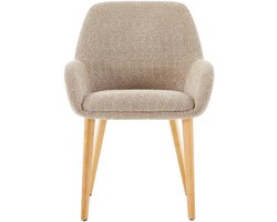 Modern Dining Chair 58x59.5x82 cm – Taupe Teddy Fabric Armchair with Rubberwood Legs – Set of 2 or 6 – Comfortable PU Foam Seating – Abkantoor