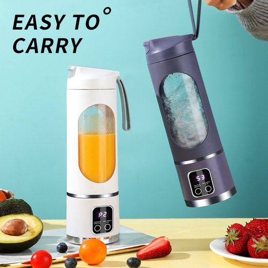 Draagbare blender, elektrisch, USB, 450 ml, geschikt voor shakes en smoothies, compacte, handige en veelzijdige kleine blender (wit) van Merkloos — afbeelding 5