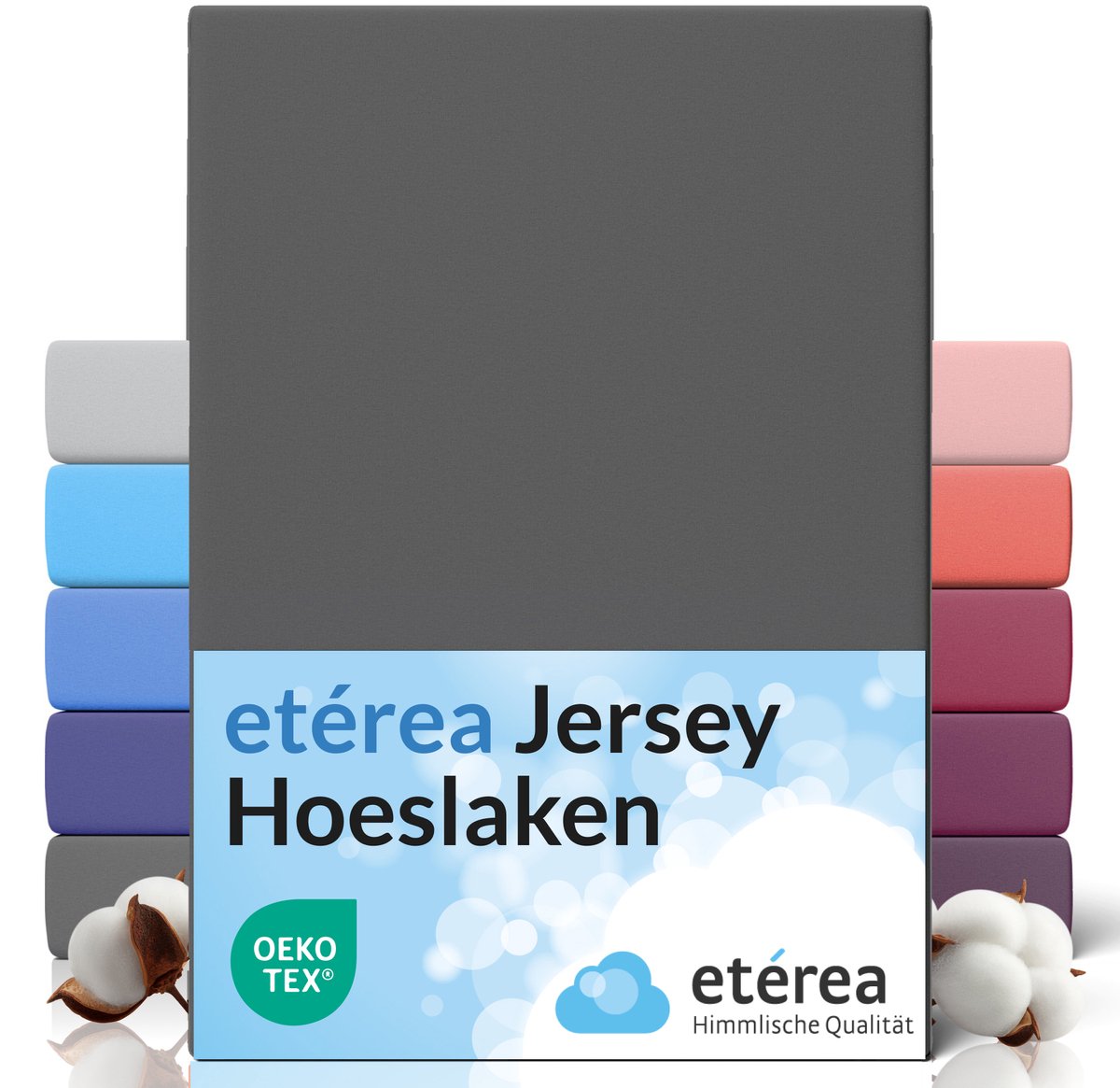 etérea Jersey Hoeslaken 80x200 cm Oekotex Made in Green - 100% katoen - Antraciet