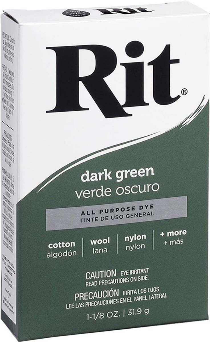 Rit textielverf poeder donker groen 31,9g voor stoffen en kleding.