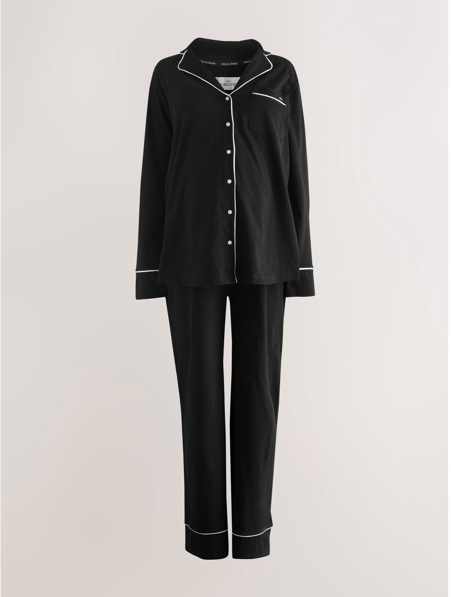 Next Dames - Jersey zwangerschapspyjama met knopen - Zwart Black