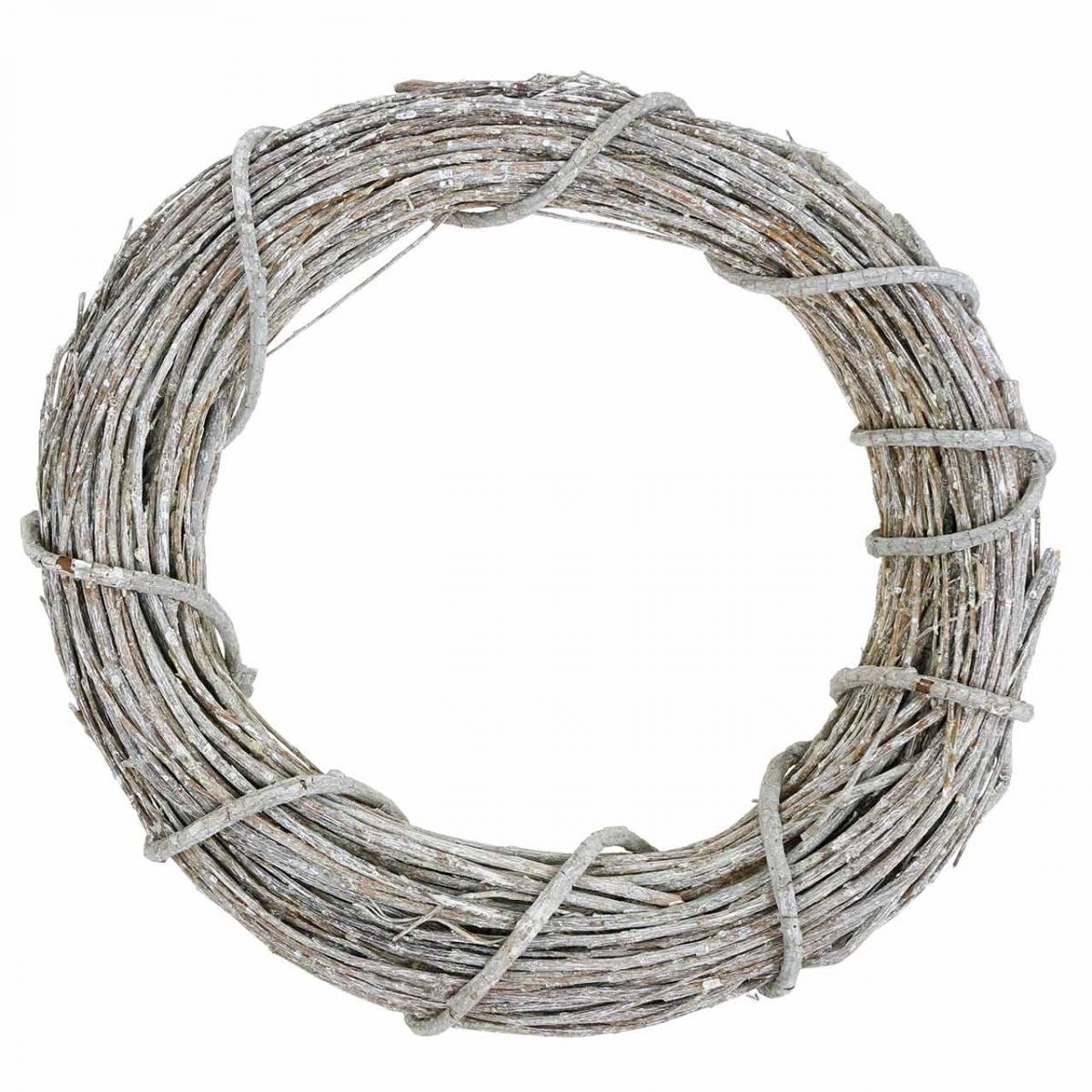 Decoratieve krans, witgekalkt, deurkrans, shabby chic, Ø42cm, natuurli