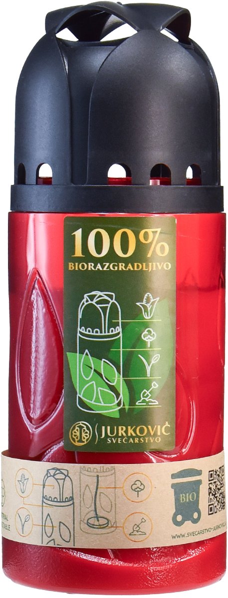 Viana Grafkaars Rood ICP Composteerbare Herdenkingskaars H20cm Veelkleurig