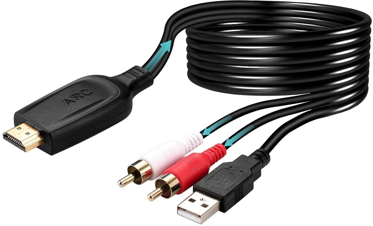 Audio Converter Kabel - ARC naar RCA Adapter - Geluid Verbinding - Volume Bediening via TV - 110 cm Lengte