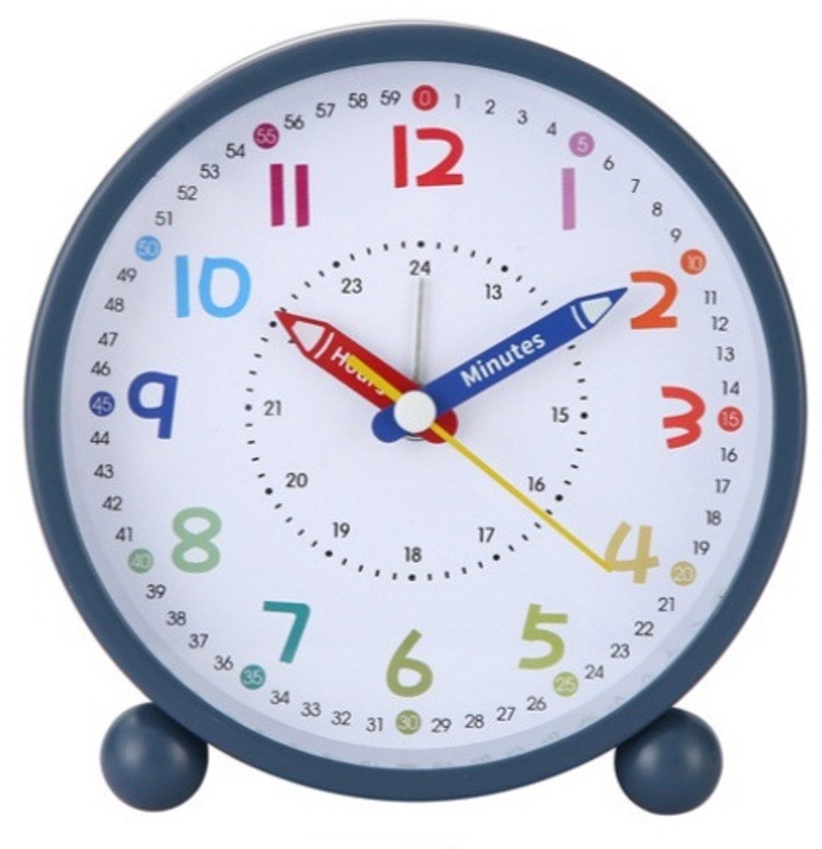 4.5 Inch Ronde Wekker in Donkerblauw - Stille Tijdklok met Duidelijke Cijfers - Educatieve Leerklok voor Kinderen en Studenten - Geluidloos en Praktisch