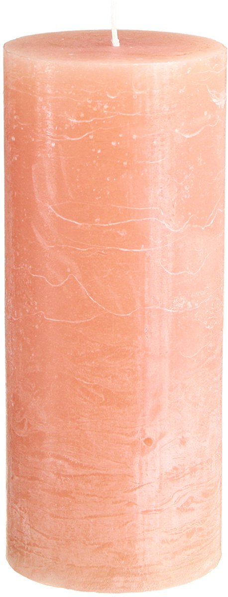 Viana Set van 2 pilaarkaarsen, perzikmotief, 85x200mm - Lange brandduur, doo Roze