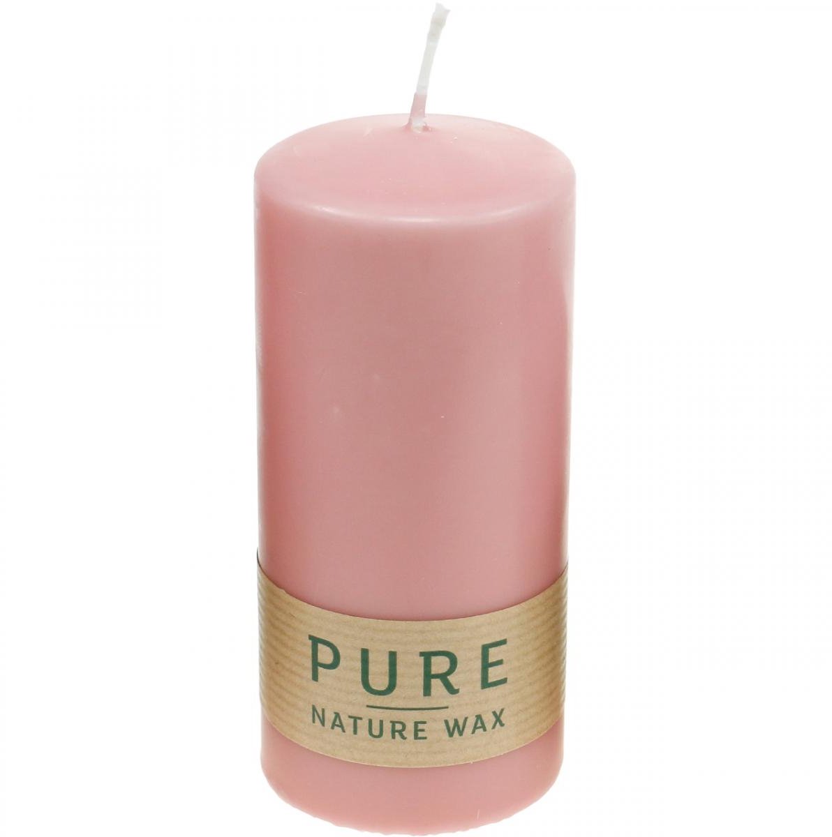 Wenzel Kerzen PURE stompkaars 130/60 decoratieve kaars roze natuurlijke was