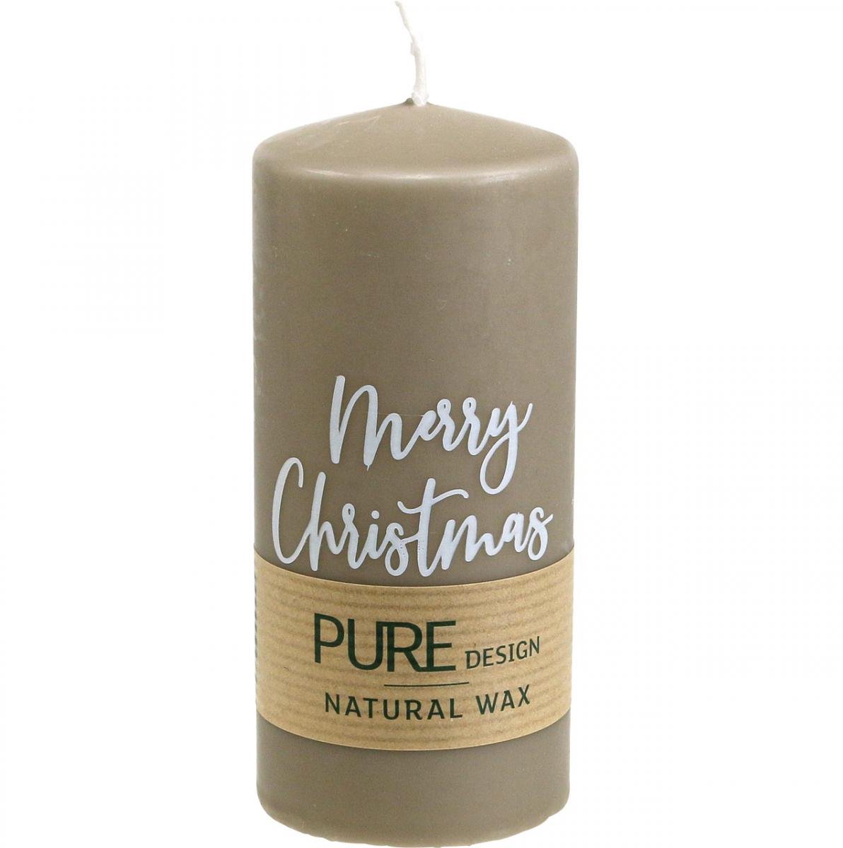 Wenzel Kerzen Adventskaarsen "Merry Christmas" - stompkaarsen van natuurwas in bruin