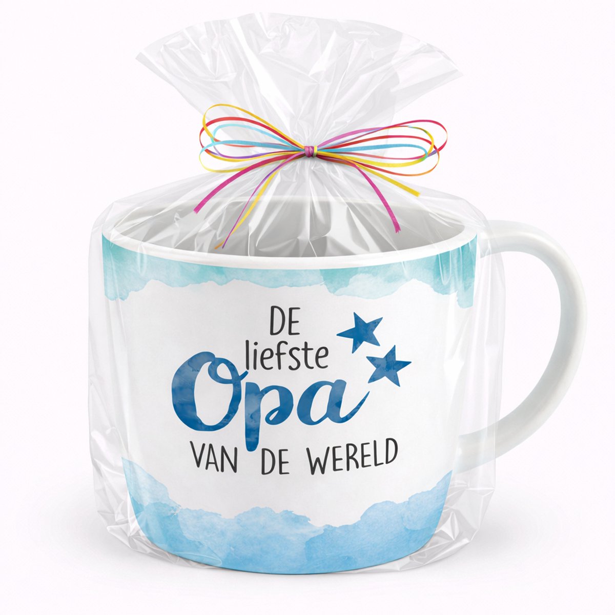 Cadeaumok - Opa - De Liefste Opa Van De Wereld - Verjaardag - Mok Keramiek - Cadeauverpakking met gekleurd lint