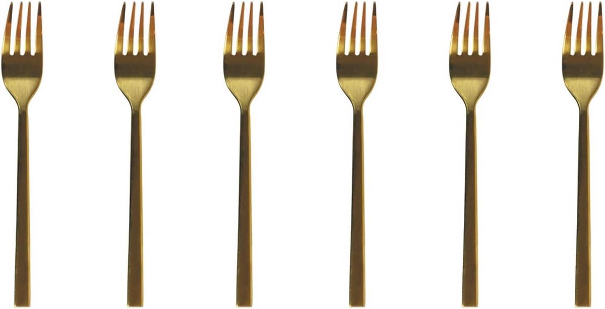 Set van 6 dessertvorkjes van roestvrij staal met strak design