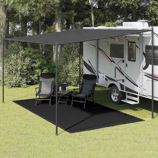 Tent Vloerkleed - Camping Tapijt Caravan - Buiten Leven - Waterdoorlatend Ademend - 250 x 400 cm - Zwart — afbeelding 3