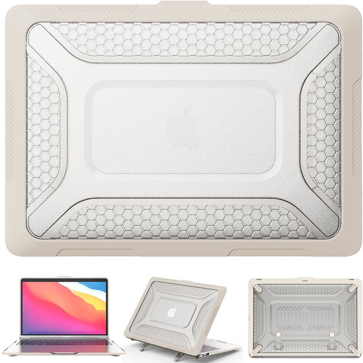 Turtle Shift Laptopcover Shield geschikt voor MacBook Air 13' inch - 2020 en 2018 - A2337 / A2179 / A1932 - Beige