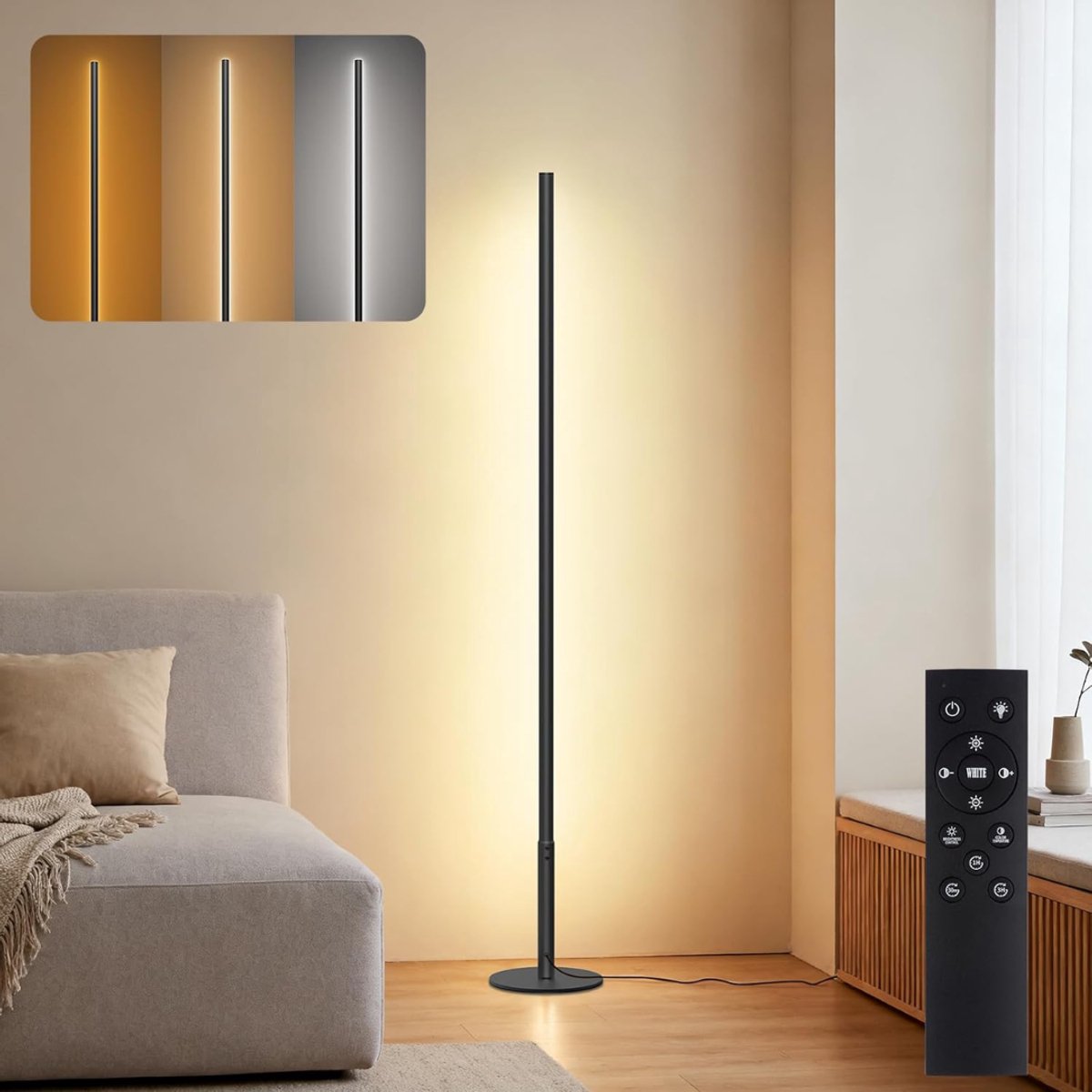 CLVP® Stalamp LED - Vloerlamp Woonkamer - Hoeklamp - Sfeerlamp Slaapkamer - Zwart