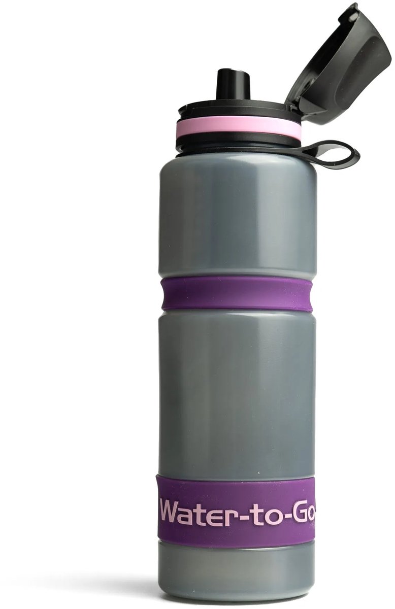 WatertoGo Waterfles met Filter – Outdoor Waterfilter Fles – BPA-vrij – Grijs Paars – 750 ml