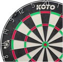 Gedeeltelijk zichtbaar KOTO King Classic dartbord met zwarte, witte, rode en groene secties.