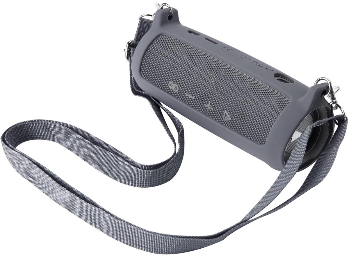 EtuiTab - Silikon Hoes - JBL Flip 3/4/5/6 - Grijs - Met Schouderriem