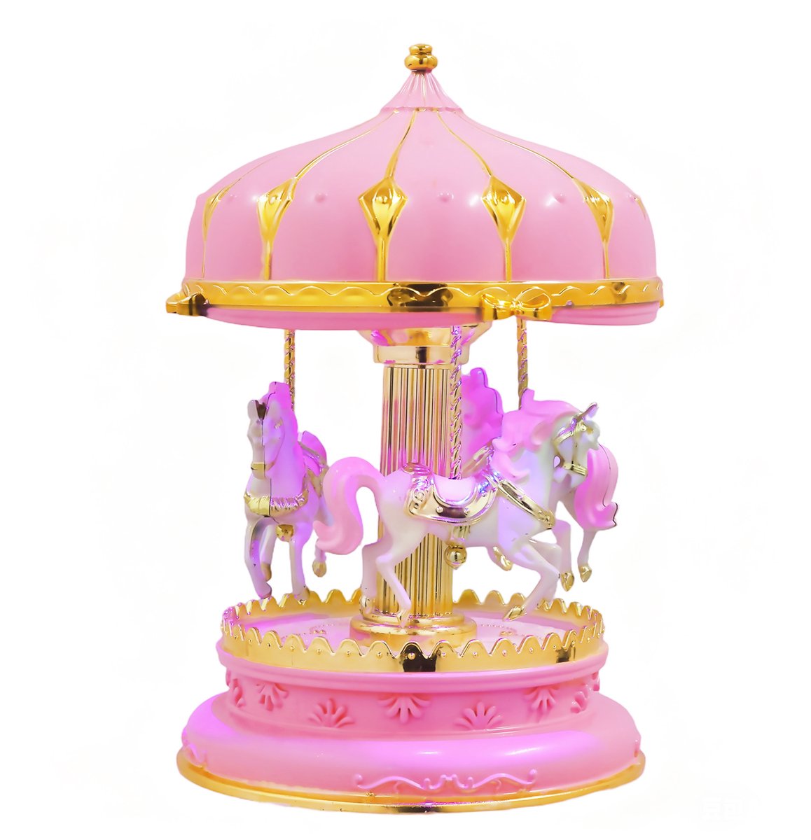 Carrousel Muziekdoos met Draaiend Paardje – Glitter & Knipperende Verlichting – Romantische Tafeldecoratie – Mechanisch – Cadeau voor Haar – Roze