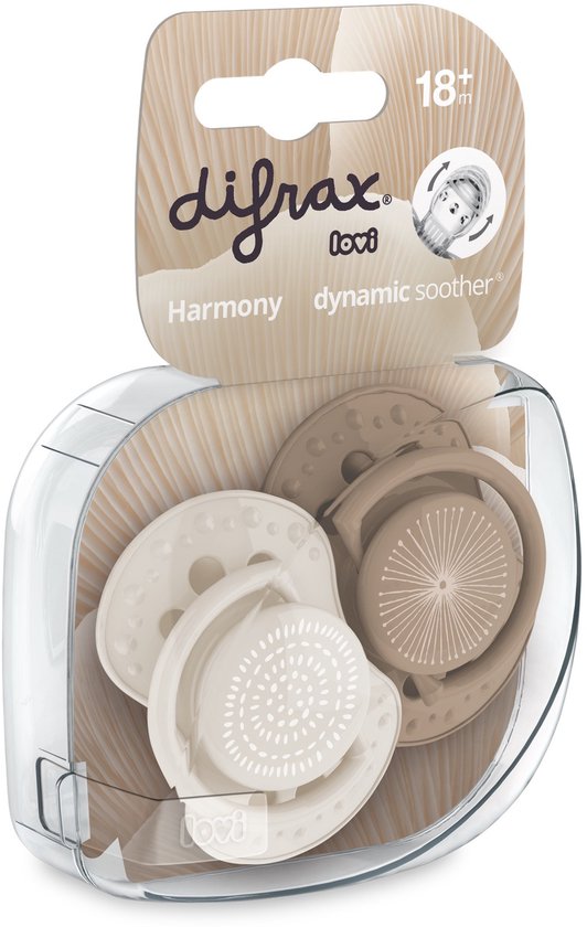 Difrax LOVI Dynamische Fopspeen 18+ Maanden - Beige & Blauw - 2 Stuks, Siliconen Speen, Gemakkelijk te Accepteren van Merkloos — afbeelding 2