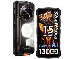 DOOGEE Fire 5 Ultra Robuuste Smartphone - 32GB RAM 256GB ROM - Gemini AI - 13000 mAh - IP68/IP69K Outdoor telefoon - 6,6 inch 90 Hz - Android 15 - NFC GPS - Oranje