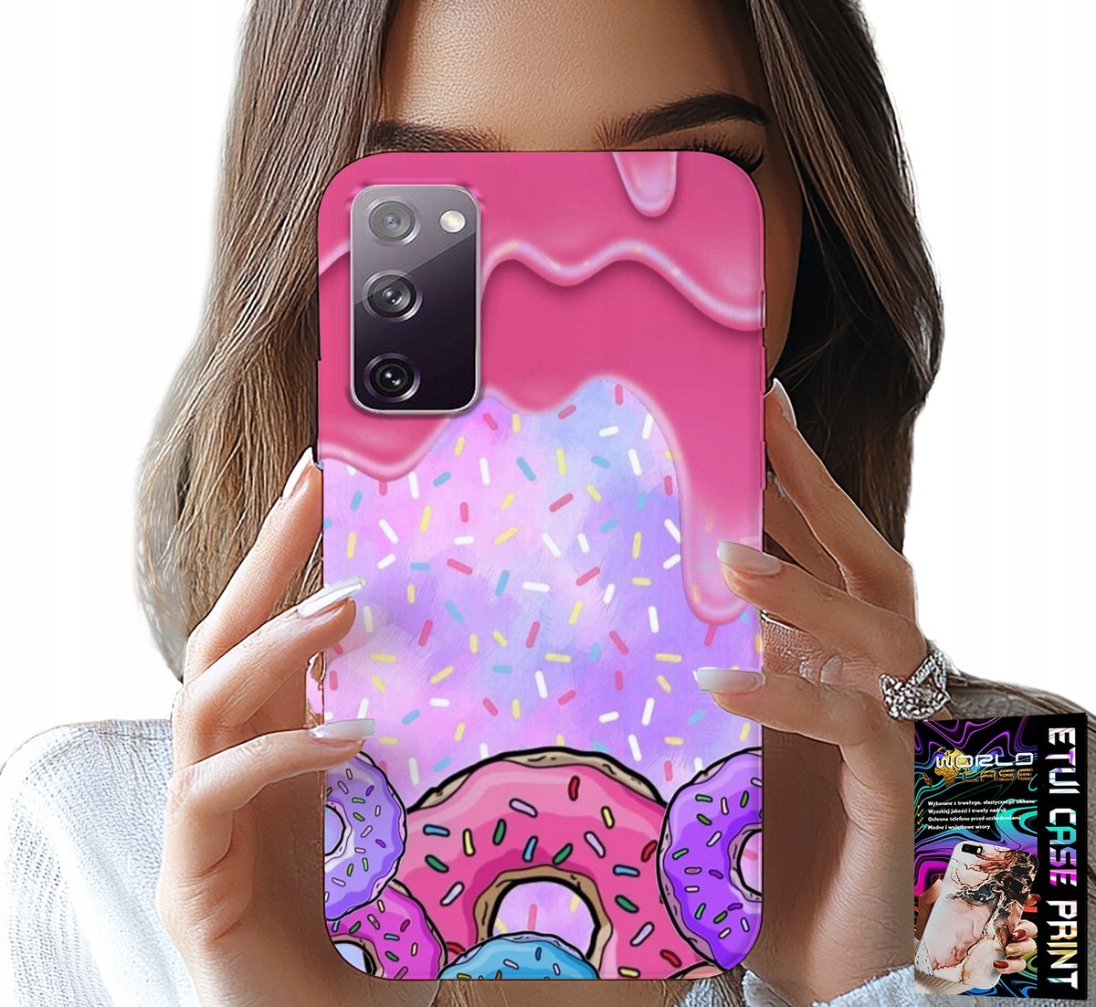 HOESJE VOOR SAMSUNG GALAXY S20 FE - ZOETE DONUTS MET GLAZUUR OP DE ACHTERGROND + GLAS