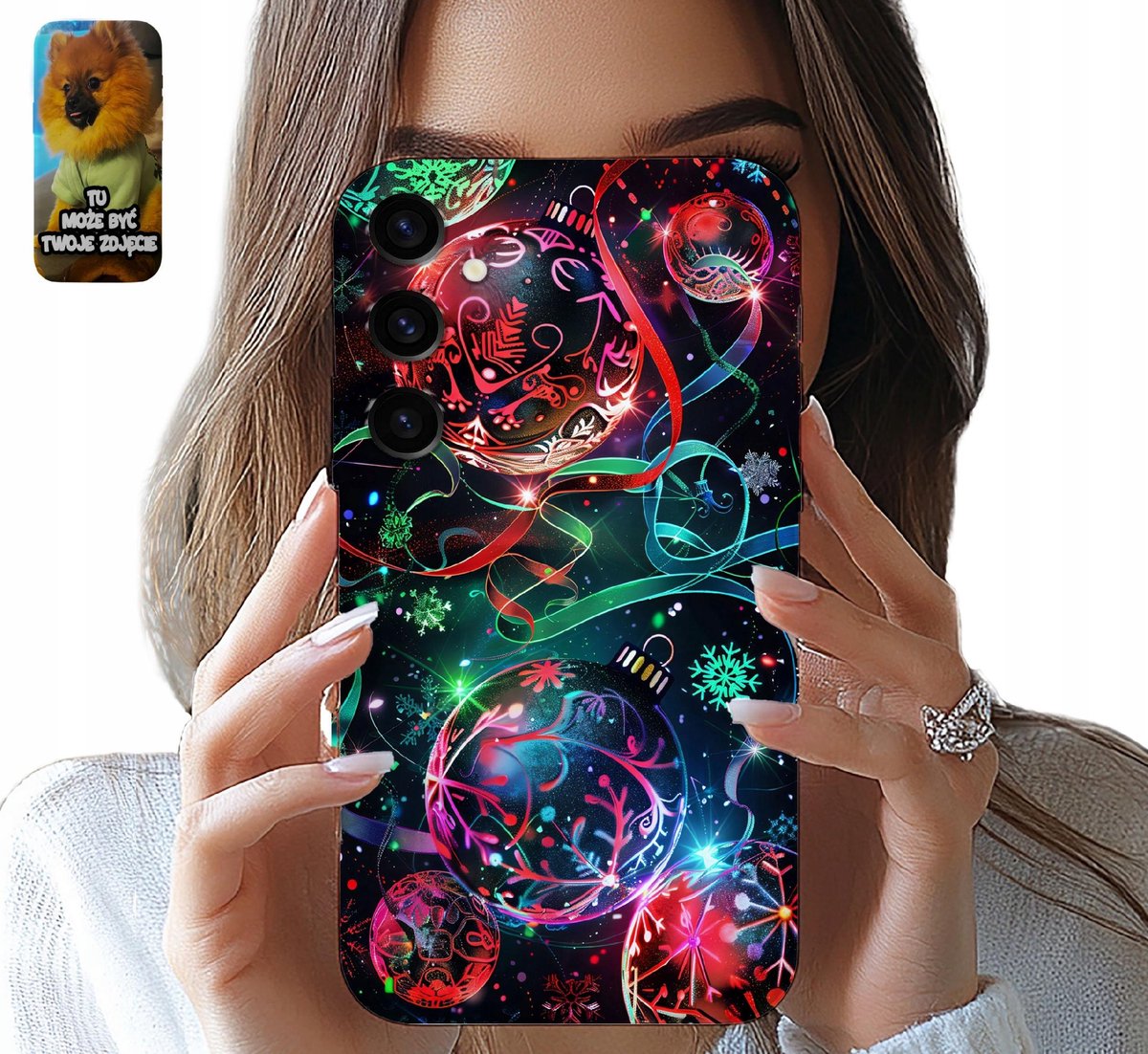 Hoesje voor Samsung Galaxy S24 FE: Kerstboombal, Kerstman + glas