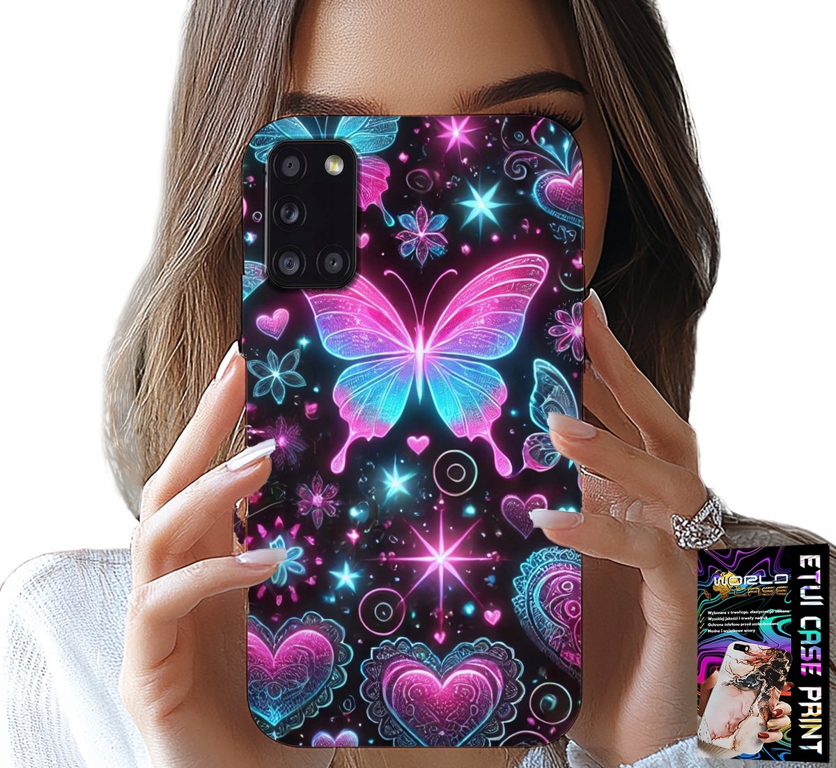 HOESJE VOOR SAMSUNG GALAXY A31 - KLEURRIJK VLINDER-HARTMODEL