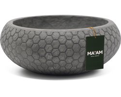 MA'AM Pottery Mila plantenschaal D31xH14 - grijs - Moderne grijze schaal honingraat - Design plantenbak rond laag - Buiten / Binnen