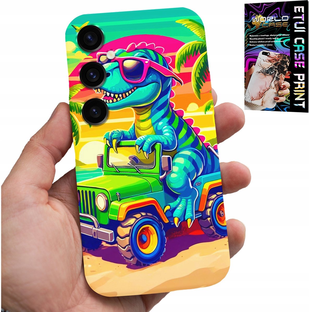 HOESJE VOOR SAMSUNG GALAXY S23 FE - DINOSAURUS IN VRACHTWAGENPATROON VOOR KINDEREN