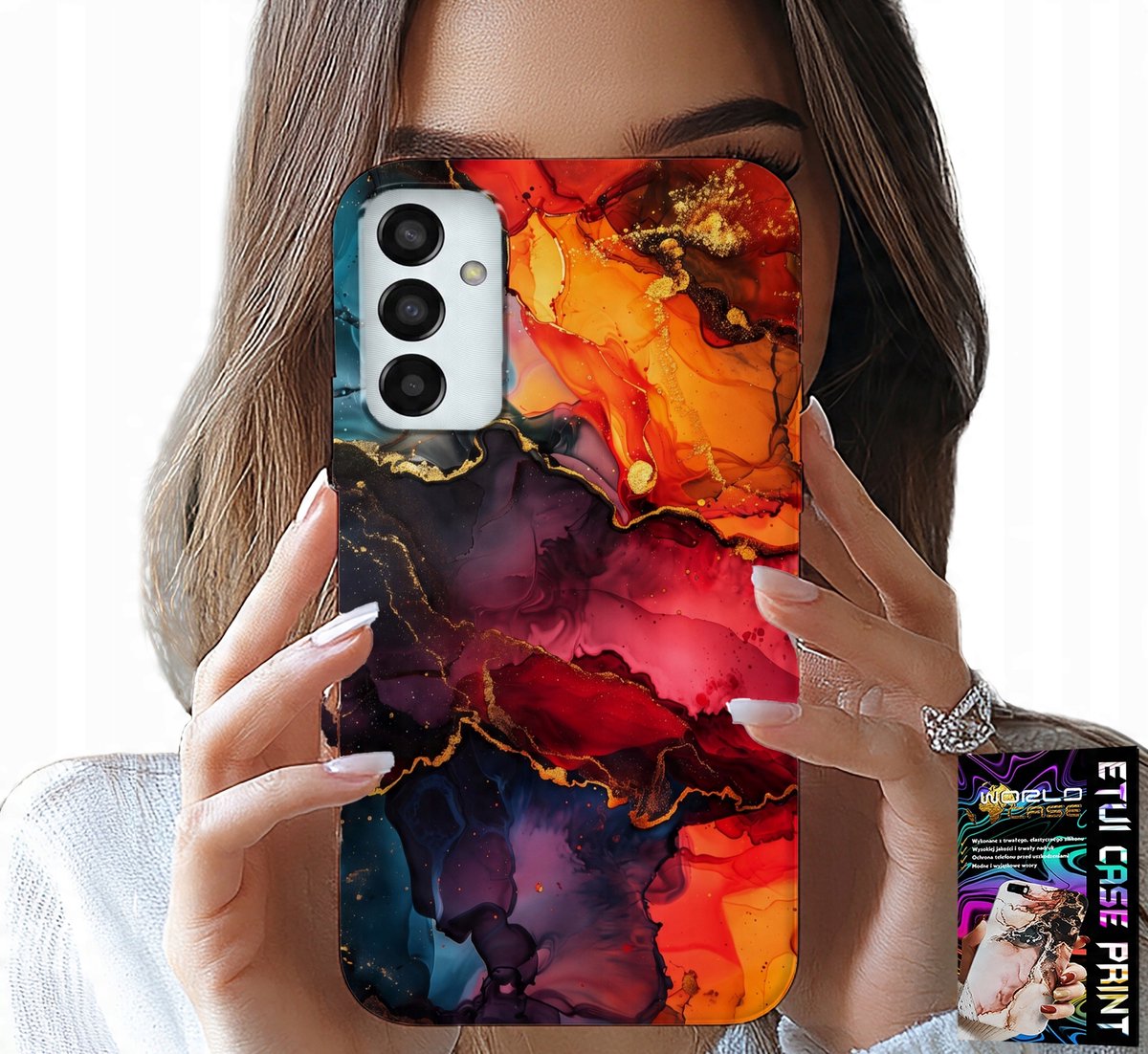 HOESJE VOOR SAMSUNG GALAXY M13 4G - STEENPATROON, HOESJE + GLAS