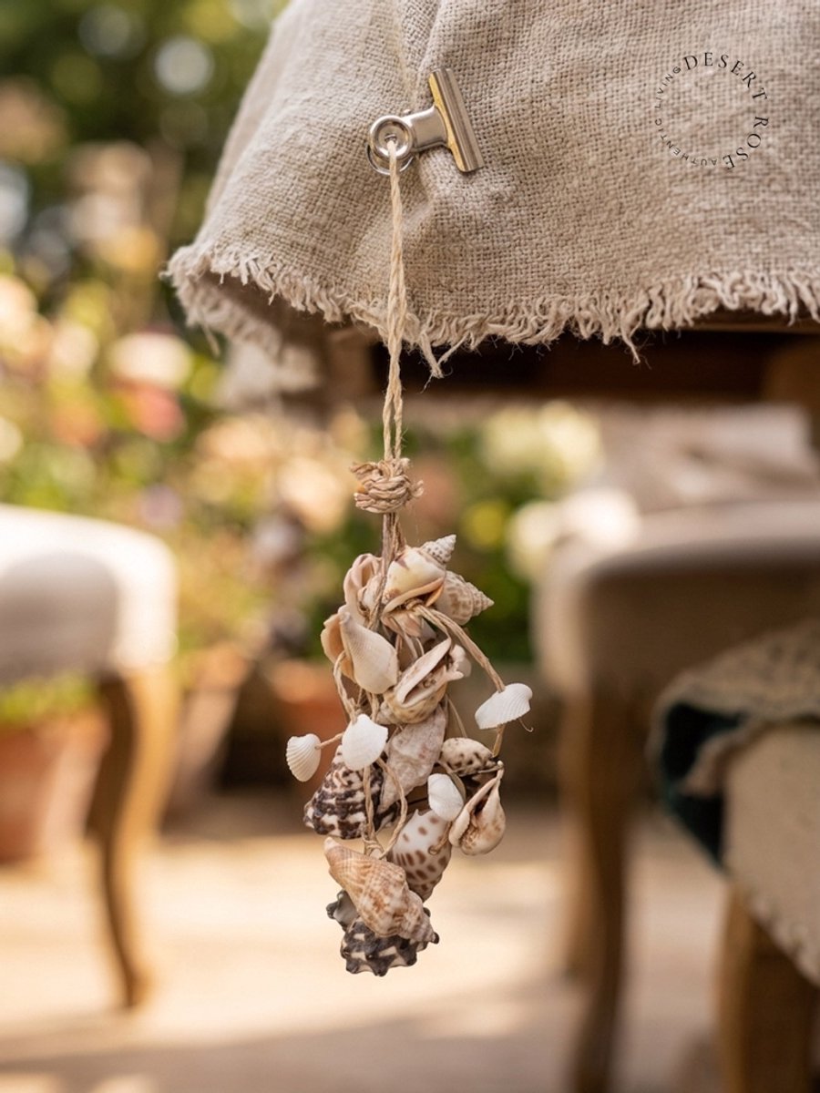 Tafelkleedgewicht clips schelpen 2 stuks - Beach Coastal interieur - Schelpenhangers - Bohemian tuindecoratie