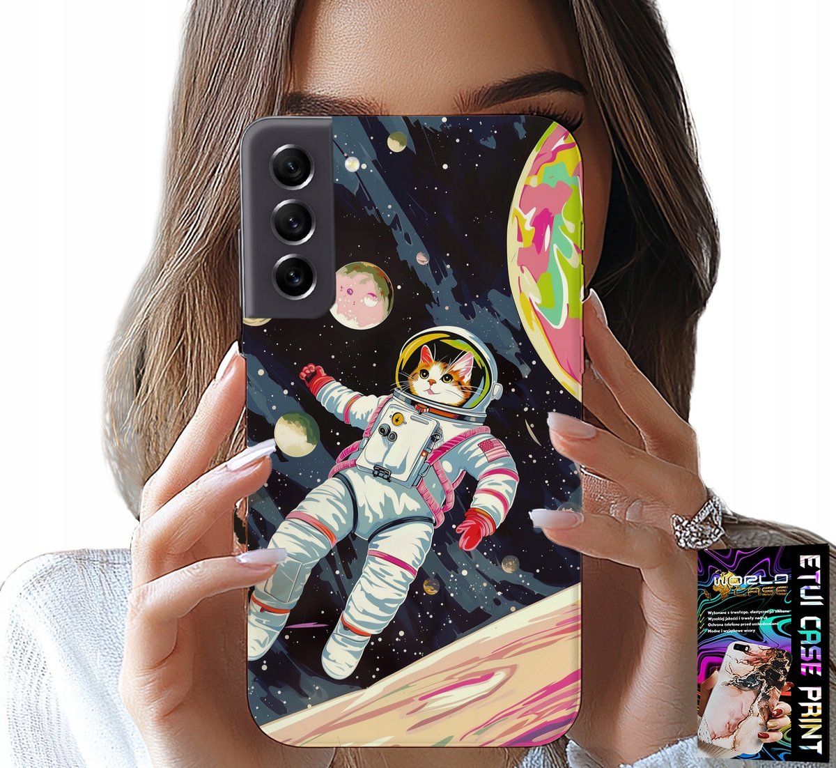 HOESJE VOOR SAMSUNG GALAXY S21 - KAT ASTRONAUT RUIMTECAT