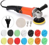 Polijstmachine Auto – 1200W Poetsmachine – 6 Snelheden – Ø100 mm – Incl. 14 Polijstpads en Wolpad
