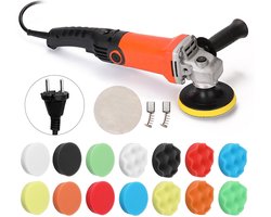 Polijstmachine Auto – 1200W Poetsmachine – 6 Snelheden – Ø100 mm – Incl. 14 Polijstpads en Wolpad