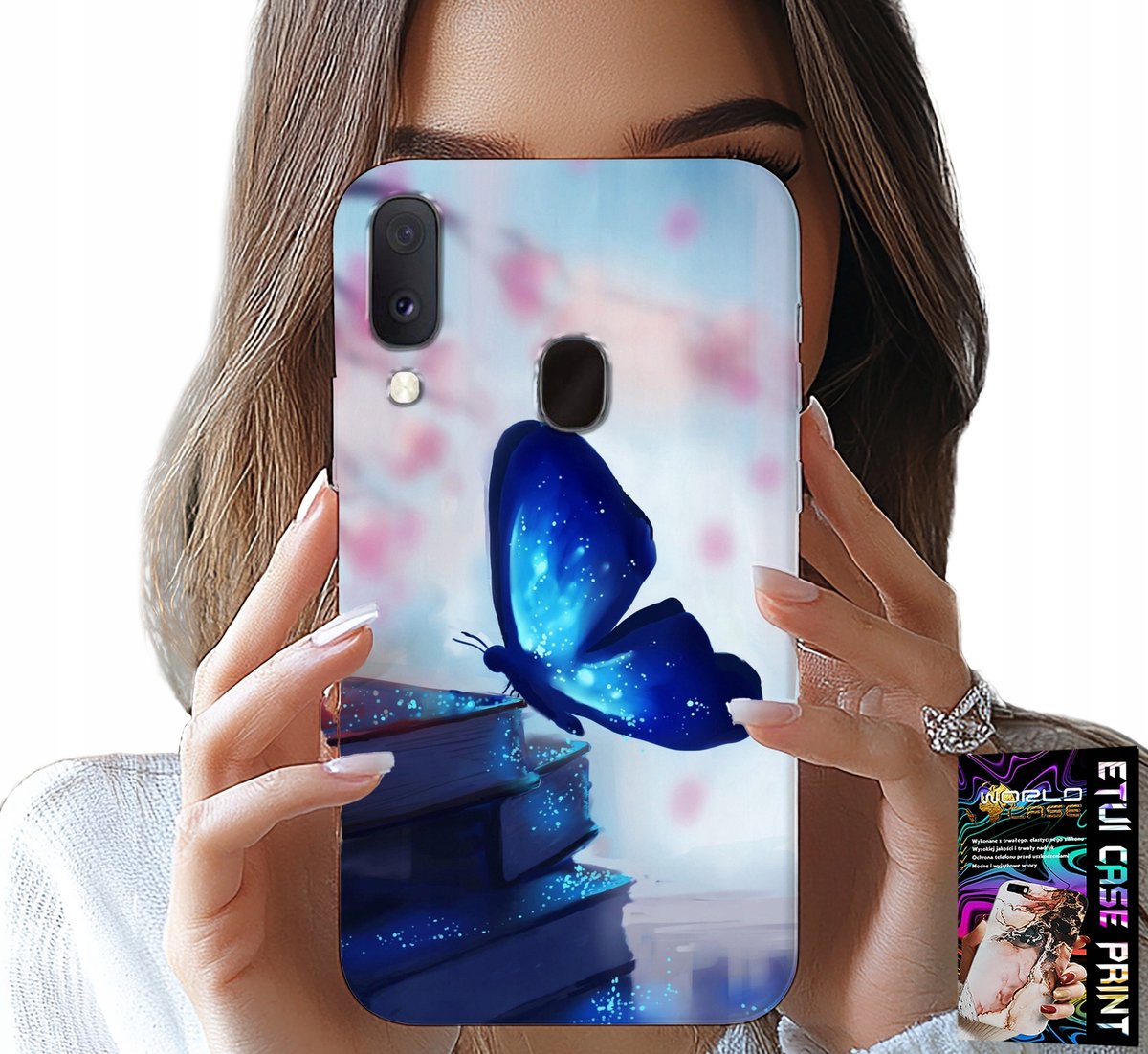 Hoesje voor Samsung Galaxy A40 - Blauwe vlinder, vlinder, damespatroon