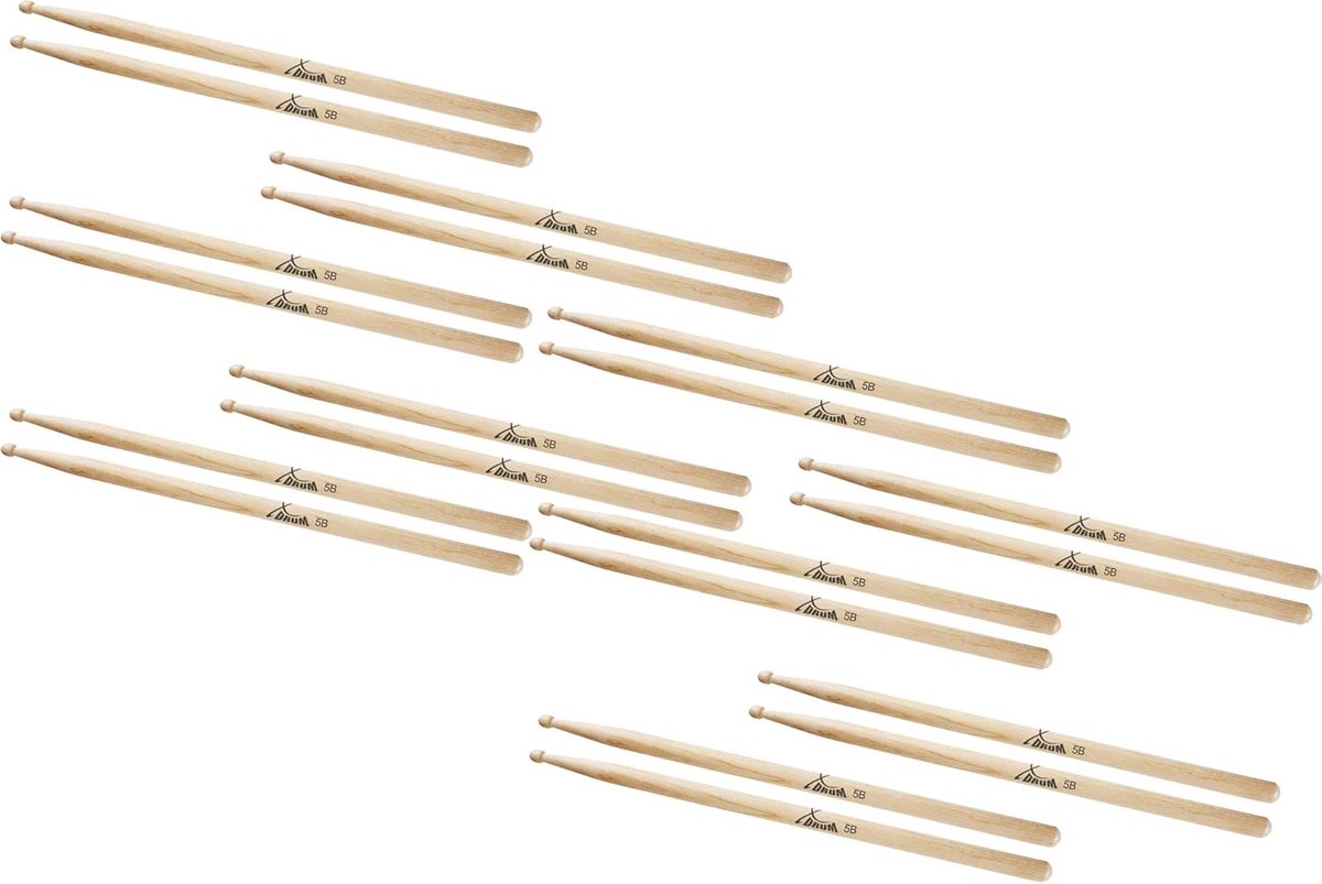 Drumstokken Hout - Percussie Stokken - Muziek Maken - 10 Paar Voordeelset - 5B Model