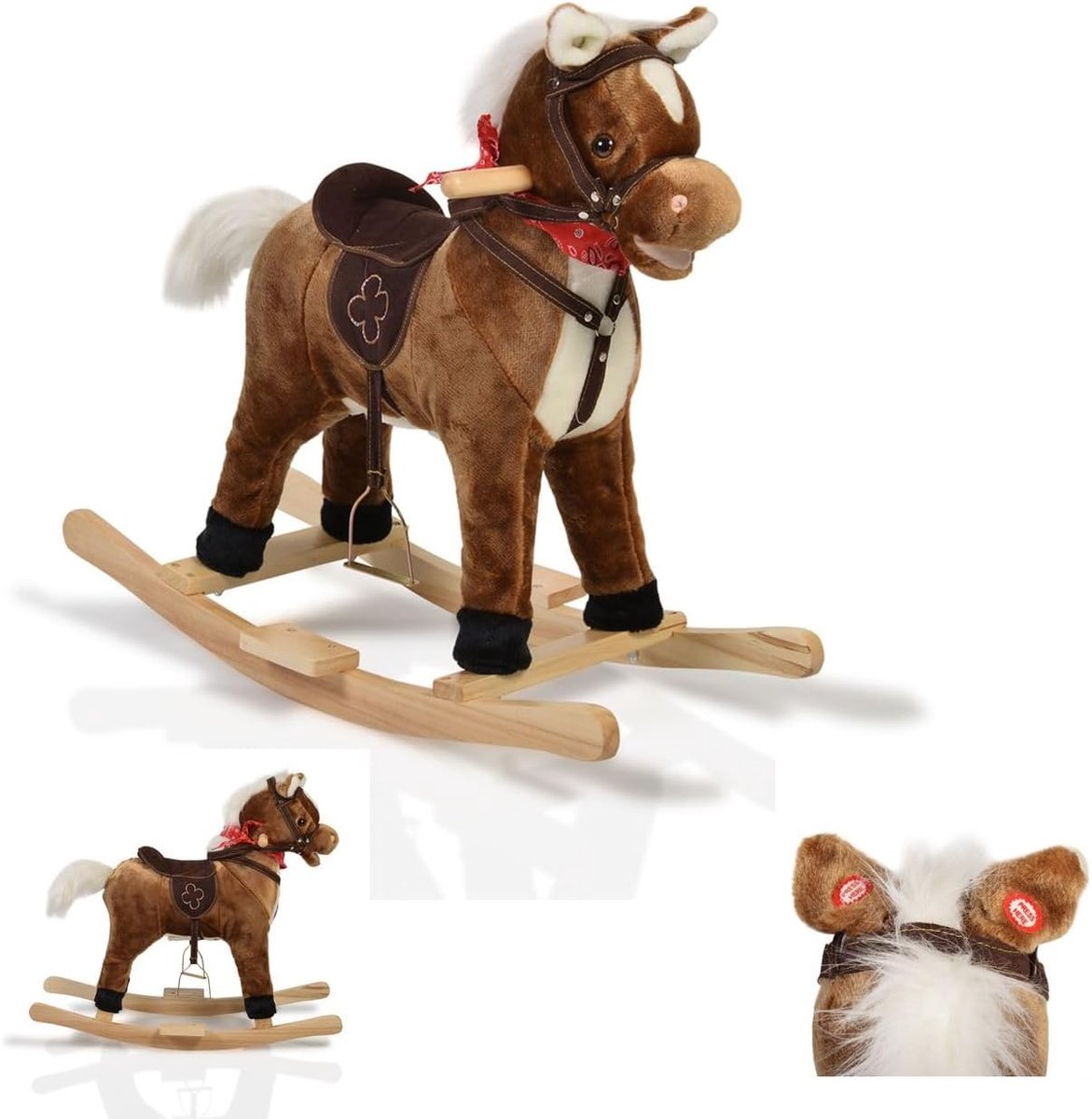 Hobbelpaard Pluche - Schommelpaard - Baby Peuter - Met Muziekfunctie - 70x32x59 cm
