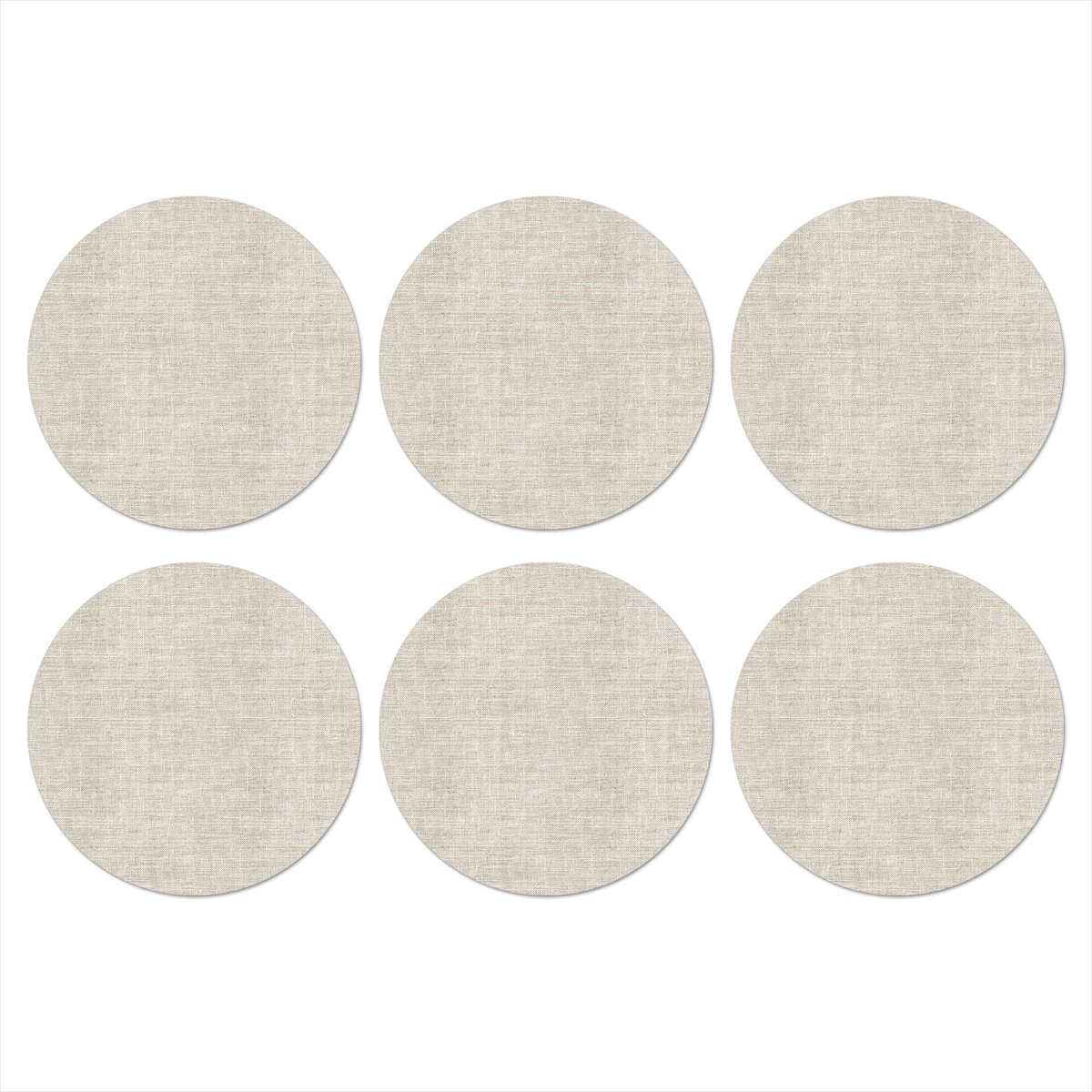 Onderzetters voor glazen - Rond - Linnen - Textuur - Beige - 10x10 cm - Glasonderzetters - 6 stuks