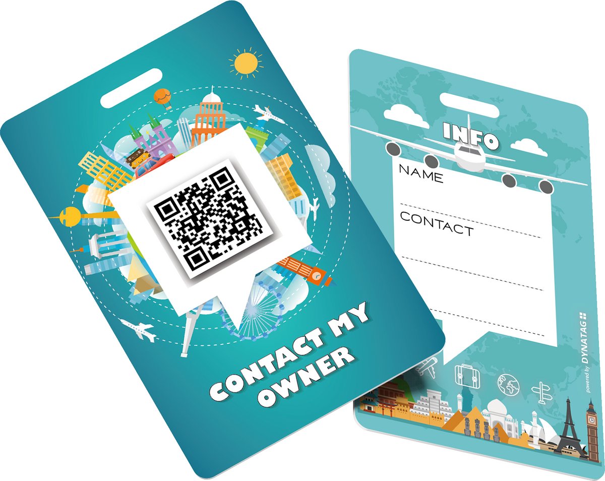 DynaTag Bagagelabel Kofferlabel met QR-code - Rond de Wereld