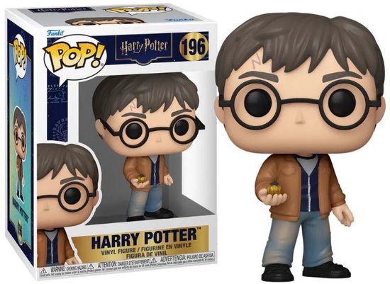 Figurine vinyle Funko Pop! Harry Potter 196, lunettes, veste marron et vif d'or.