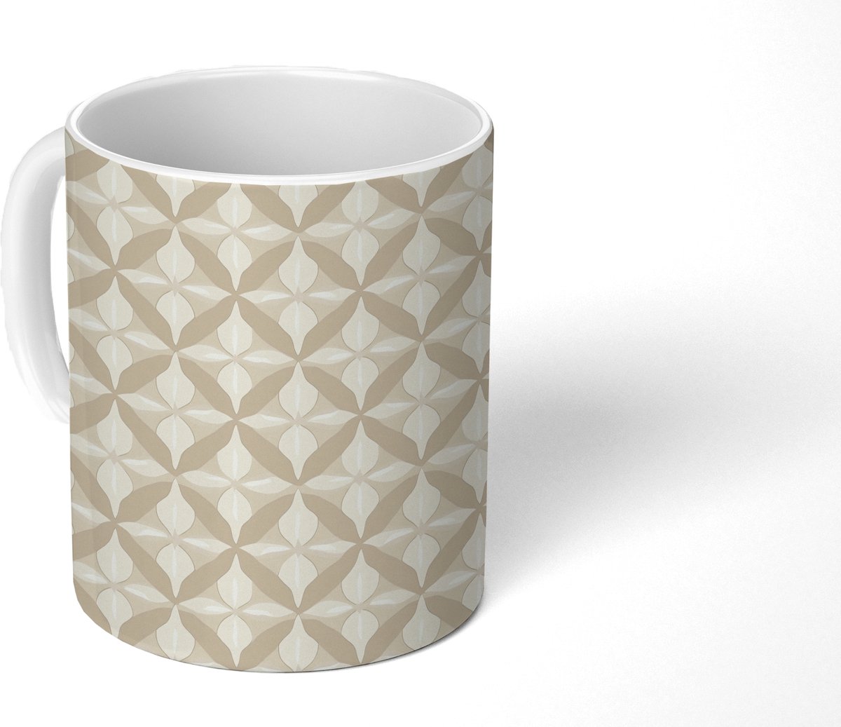 Mok - Koffiemok - Patroon - Klassiek - Beige - Mokken - 350 ML - Beker - Koffiemokken - Theemok