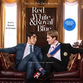 Twee jonge mannen, een in pak en stropdas, de ander met een lint en medaille, zitten lachend op een bank. "Red, White & Royal Blue" met "NOW AN ORIGINAL MOVIE prime" logo.