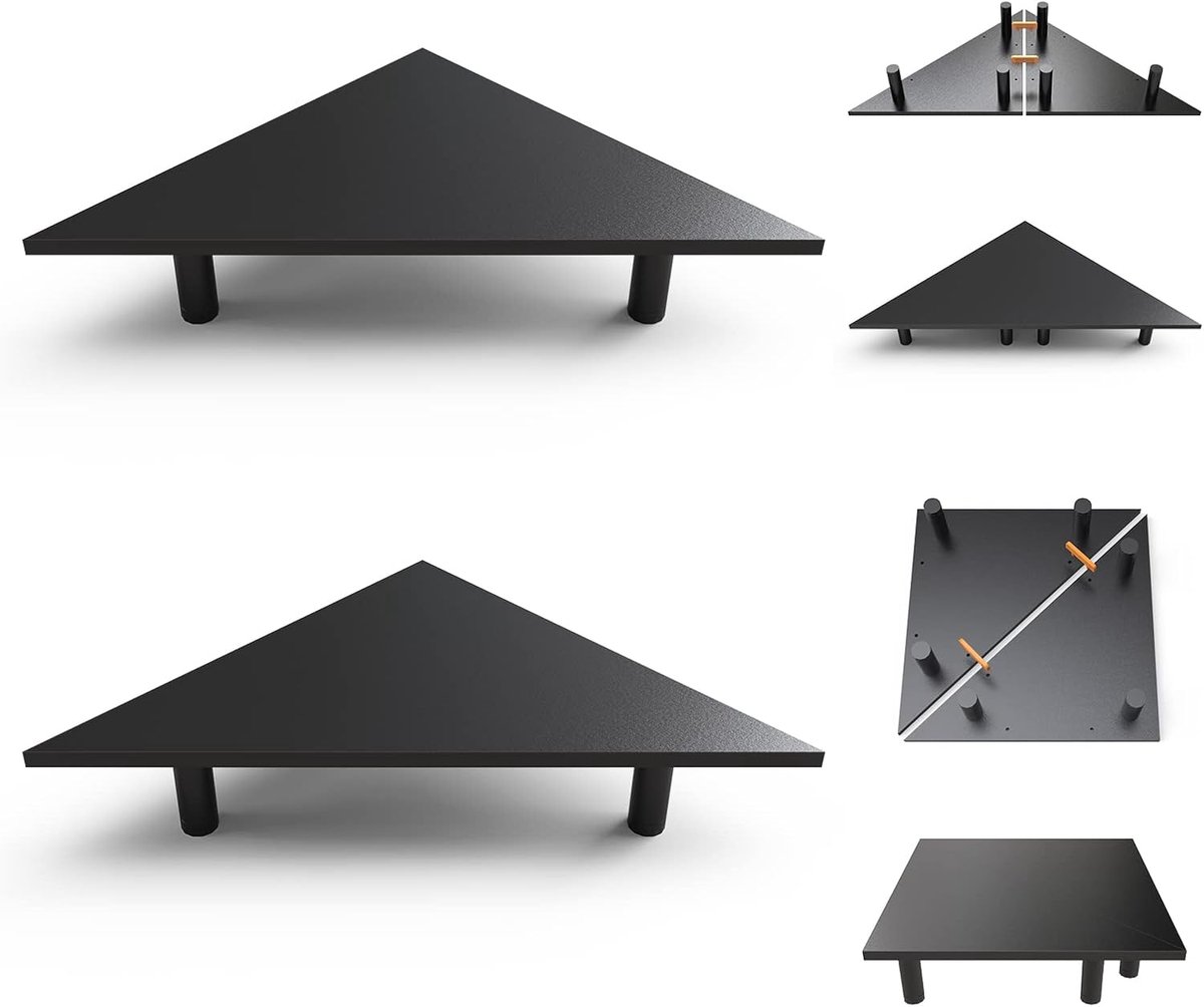 Monitor Verhoger - Bureaublad Plank - Werkplek Organiseren - Hoek Ontwerp - 61 cm Breed - Zwart