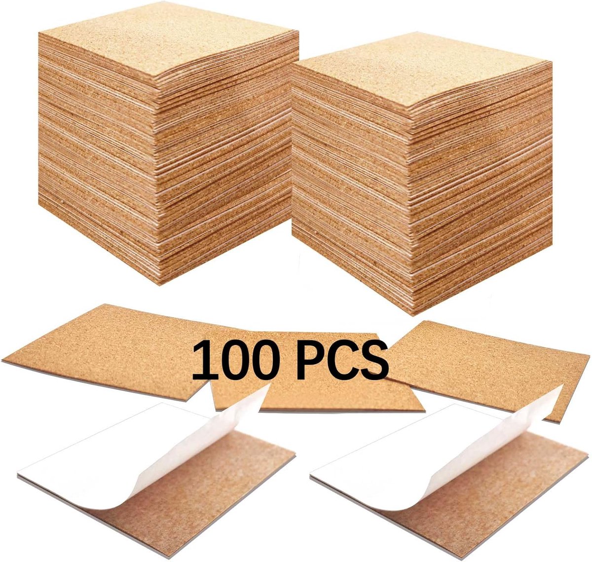 Kurk Onderzetters - Zelfklevend - Tafel Beschermen - 100 Stuks - 95 x 95 cm - Natuurlijk