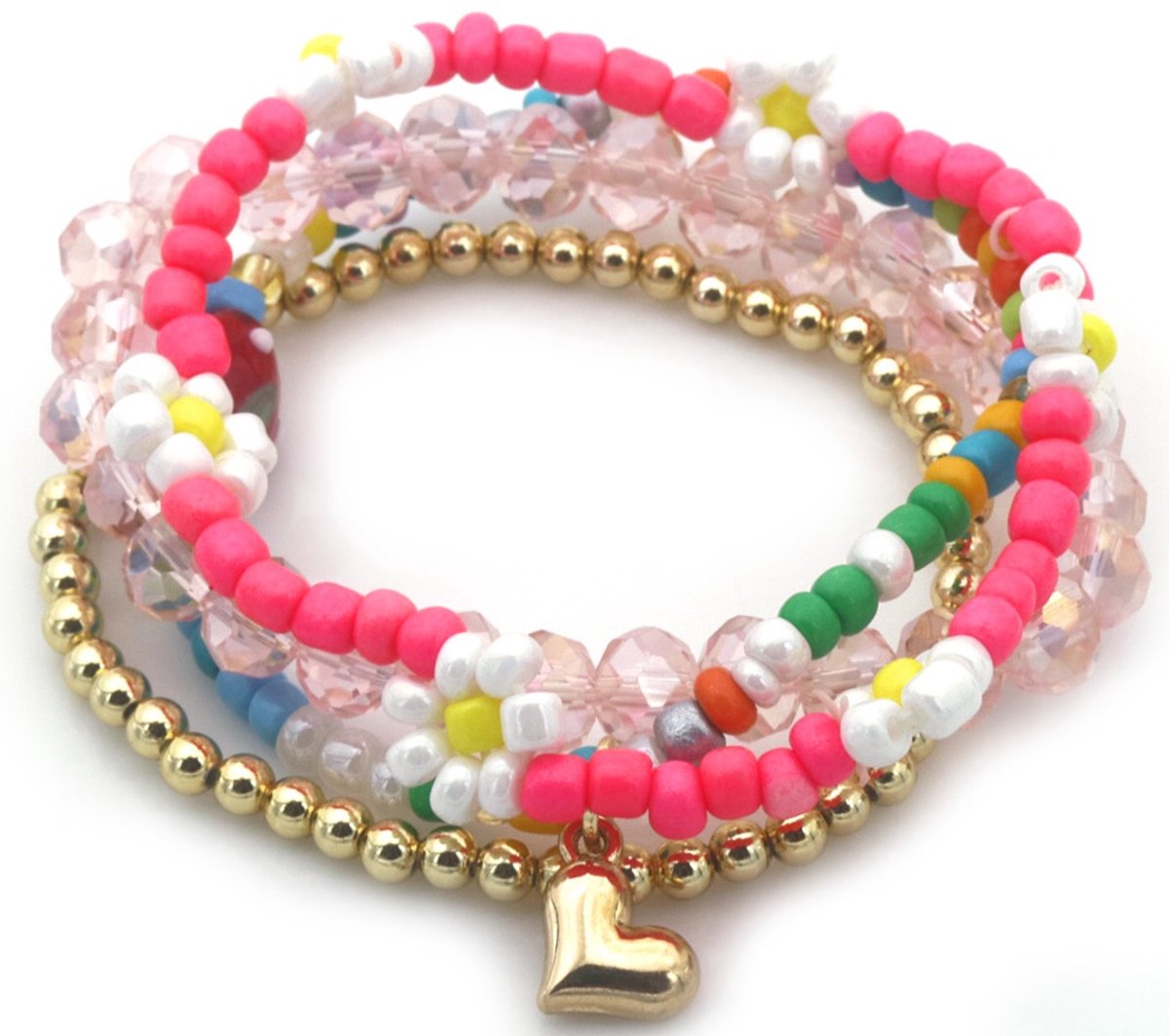 Armbanden set Glaskralen - Hart