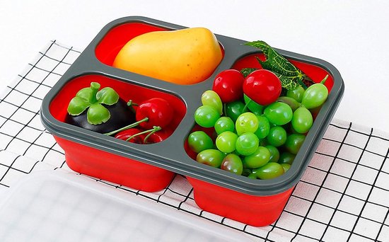 Inklapbare Voedselcontainer - Lunchbox Set - Maaltijden Meenemen - Vaatwasser Magnetron Diepvries - Set van 4 - Roze — afbeelding 3
