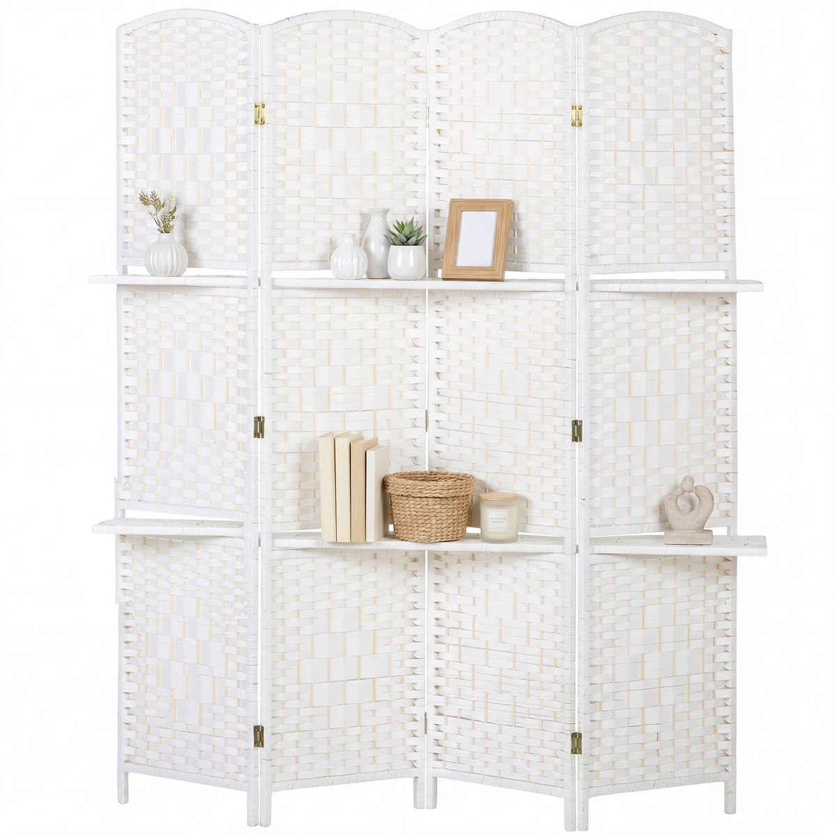 Homcom Kamerscherm - Papiervezel - 160x1,6x170cm - Wit