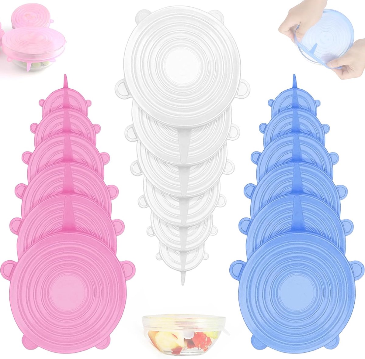 Siliconen Deksels - Flexibele Covers - Keuken Opbergen - Herbruikbaar BPA-vrij - 18 Stuks
